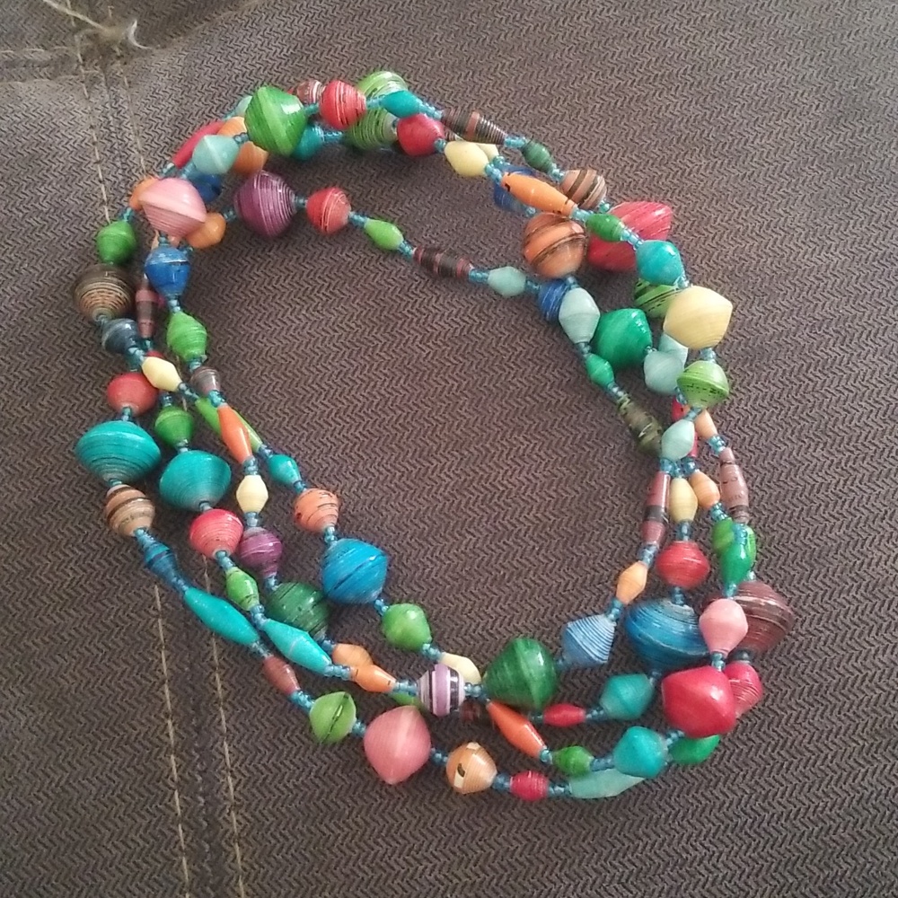 Beaded Statement Necklace By BEAD FOR LIFE 60 Plus Inches Long - Picture 3 of 7